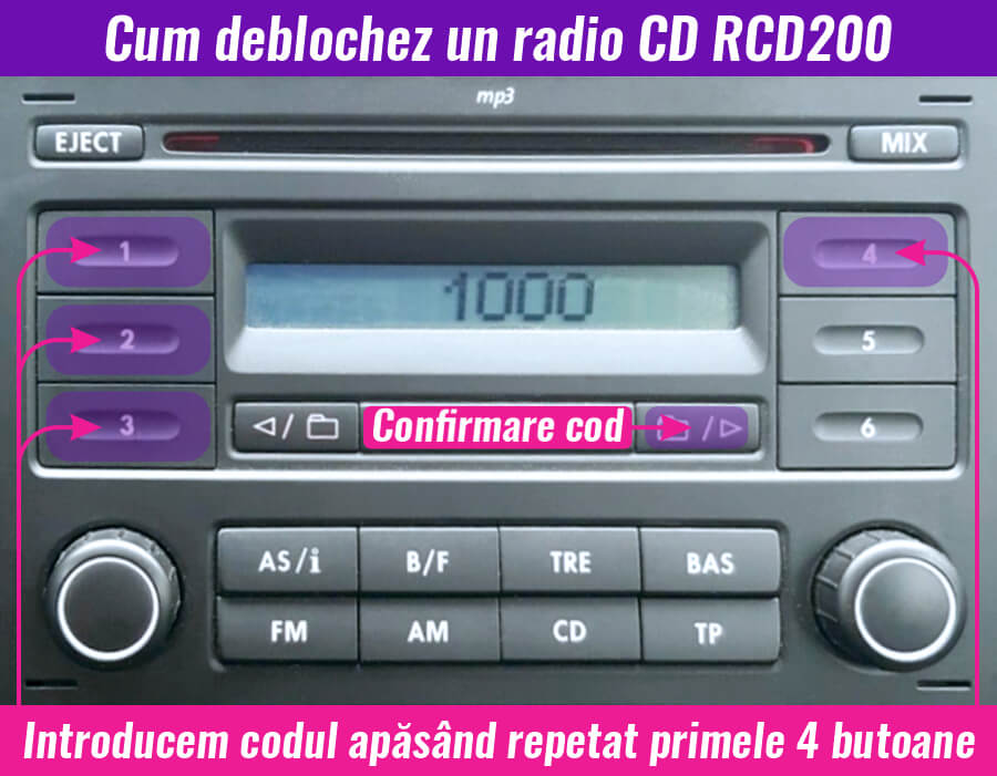 decodare cod radio RCD200